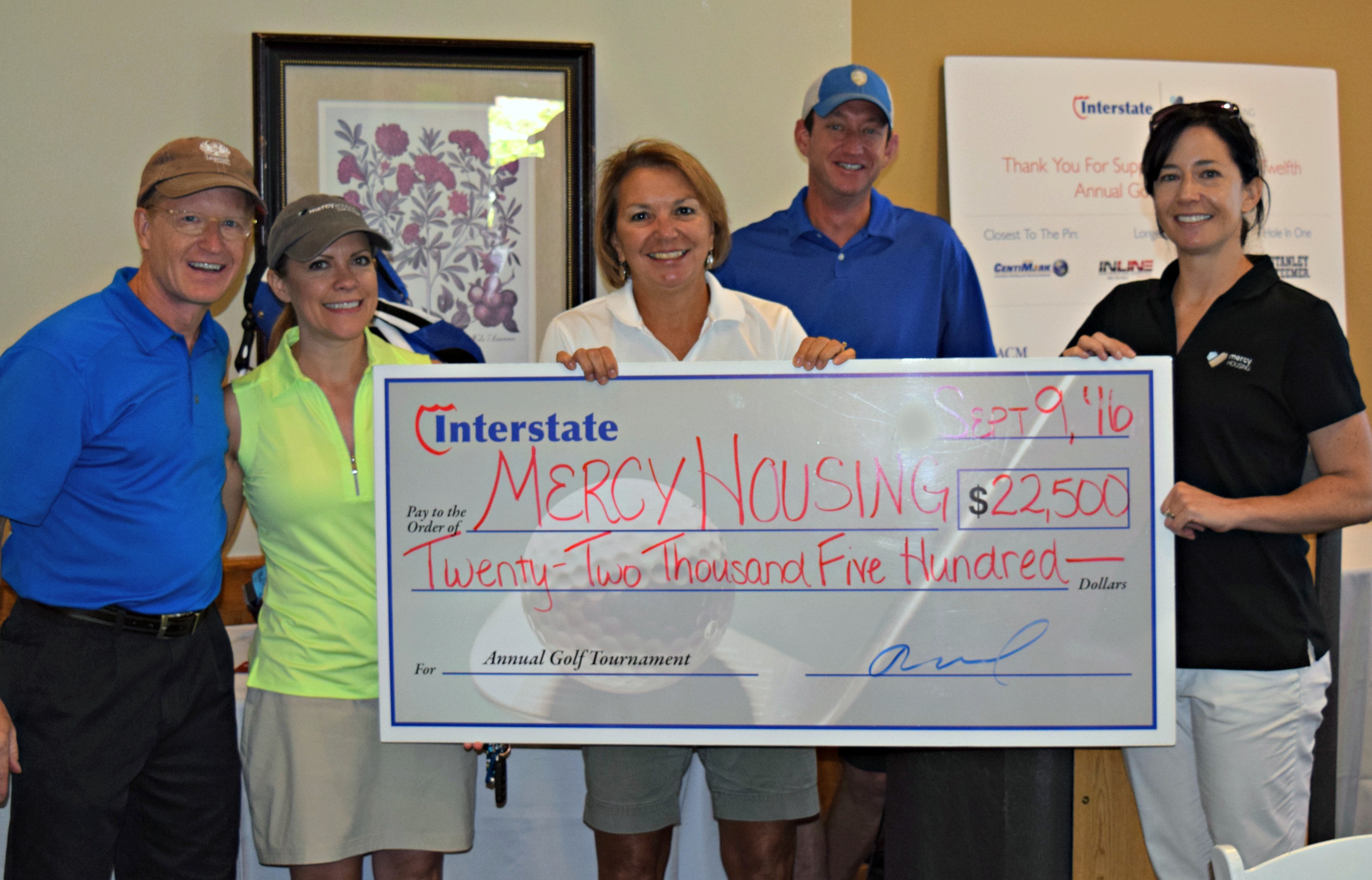 From left to right: Chris Burkhardt, Mercy Housing Chief Operating Officer; Christy Richardson, Mercy Housing Senior Vice President, Information Technology; Carol Breslau, Mercy Housing Chief Philanthropy Officer; Matt Coyle, Interstate Restoration Director Business Development; Jennifer Reed, Mercy Housing Director of Philanthropy