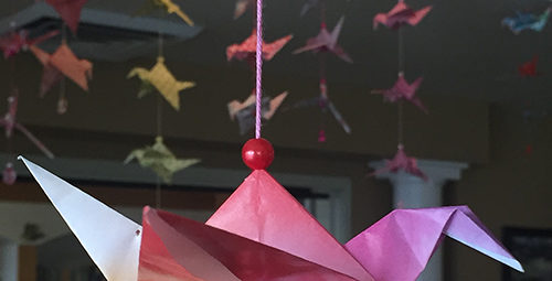One of the more than 1000 cranes folded by residents of Clare of Assisi