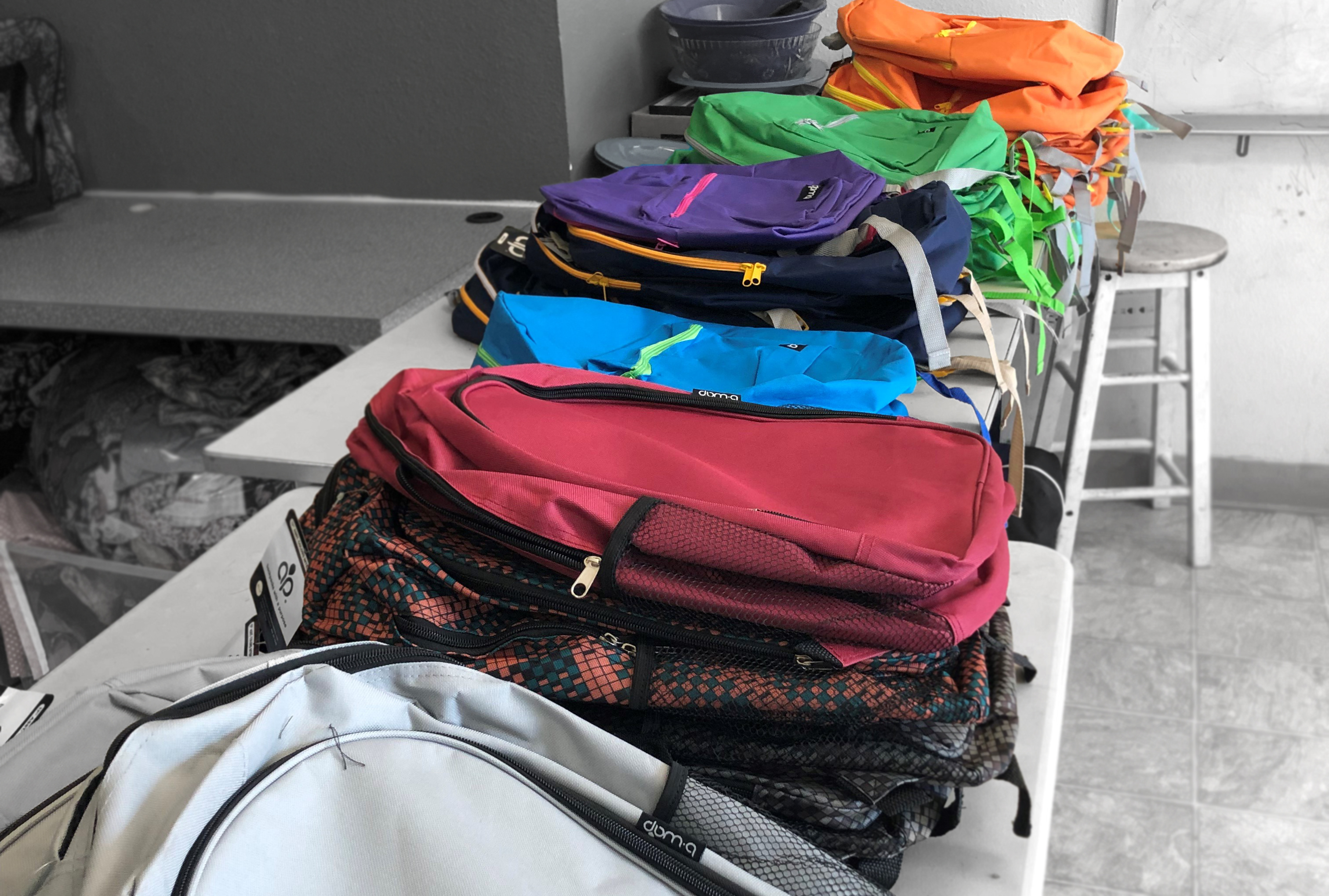 BackPacks on Display at Drive