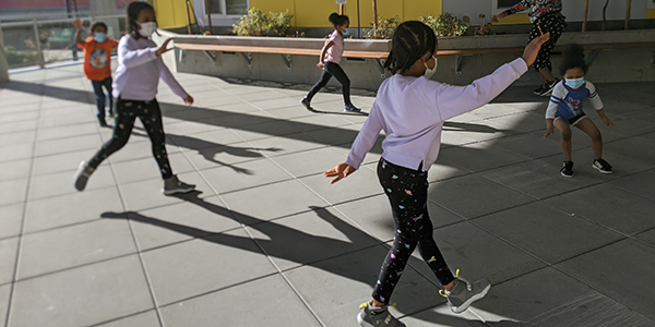 Outdoor virtual dance class at Gardner House