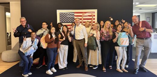 A group of people at the 600 Seventh Street Backpack Drive